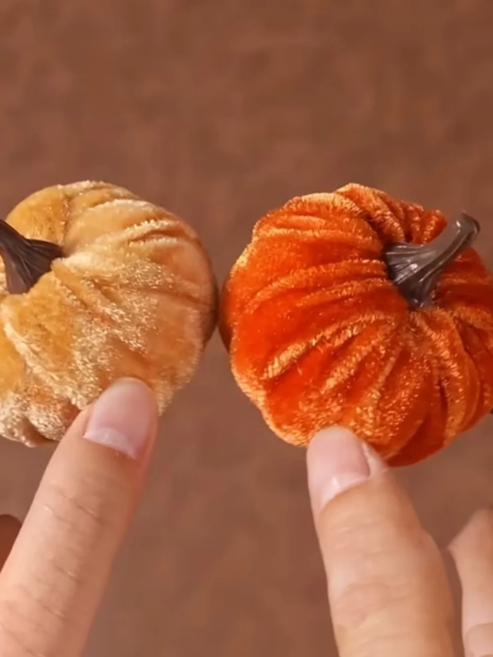 Velvet Decorative Pumpkins - Set of 6